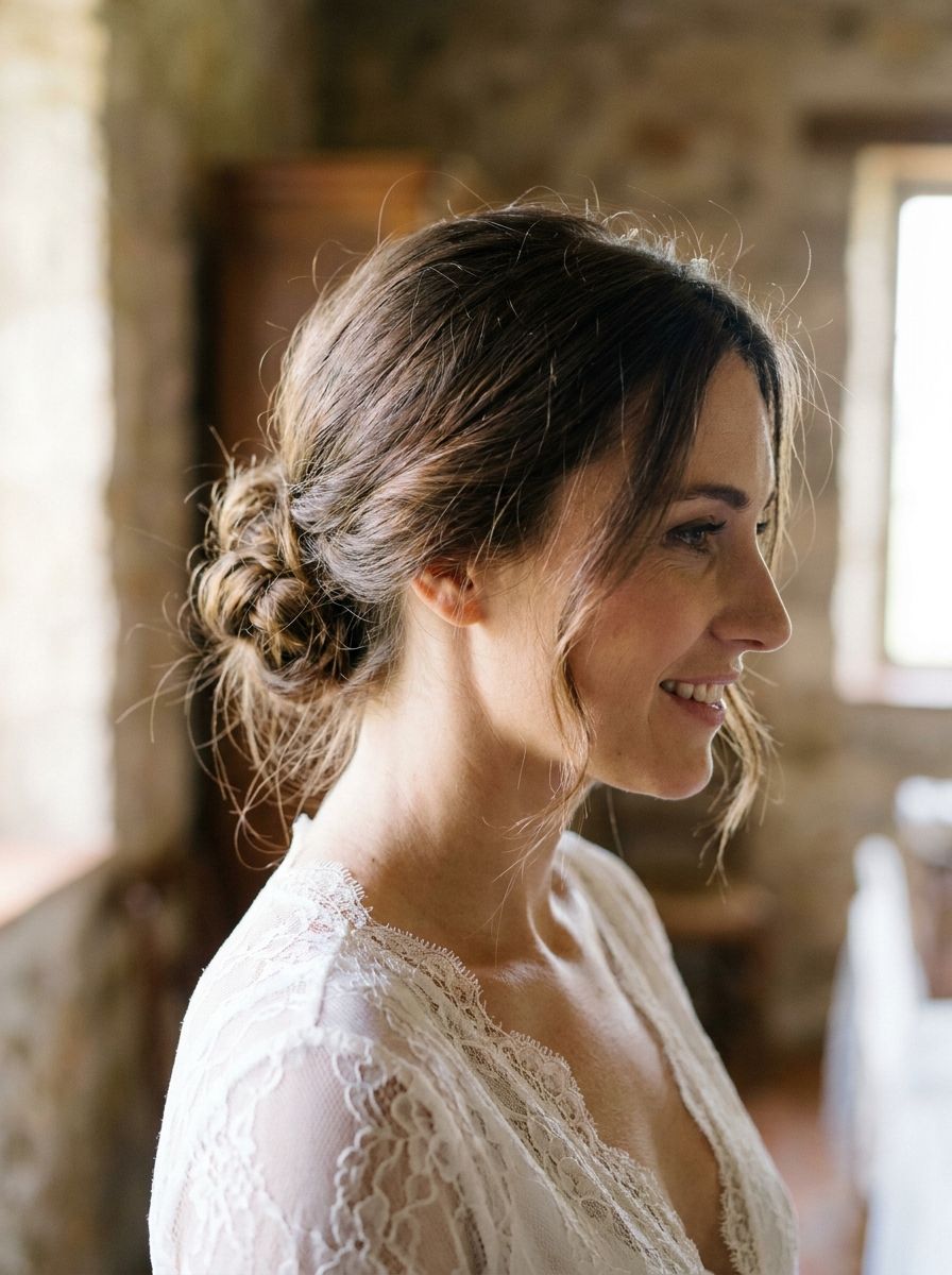 Texturierter Mini Low Bun - Long Bob Frisuren Hochzeit